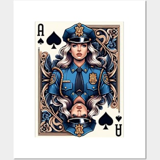 Policeman Playing Card Ace of Spades Posters and Art